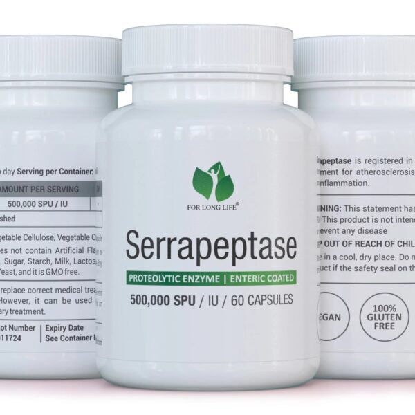 Paket 3x SERRAPEPTASE 500000 SPU visoka učinkovitost brez polnil 60 kapsul 60 dni