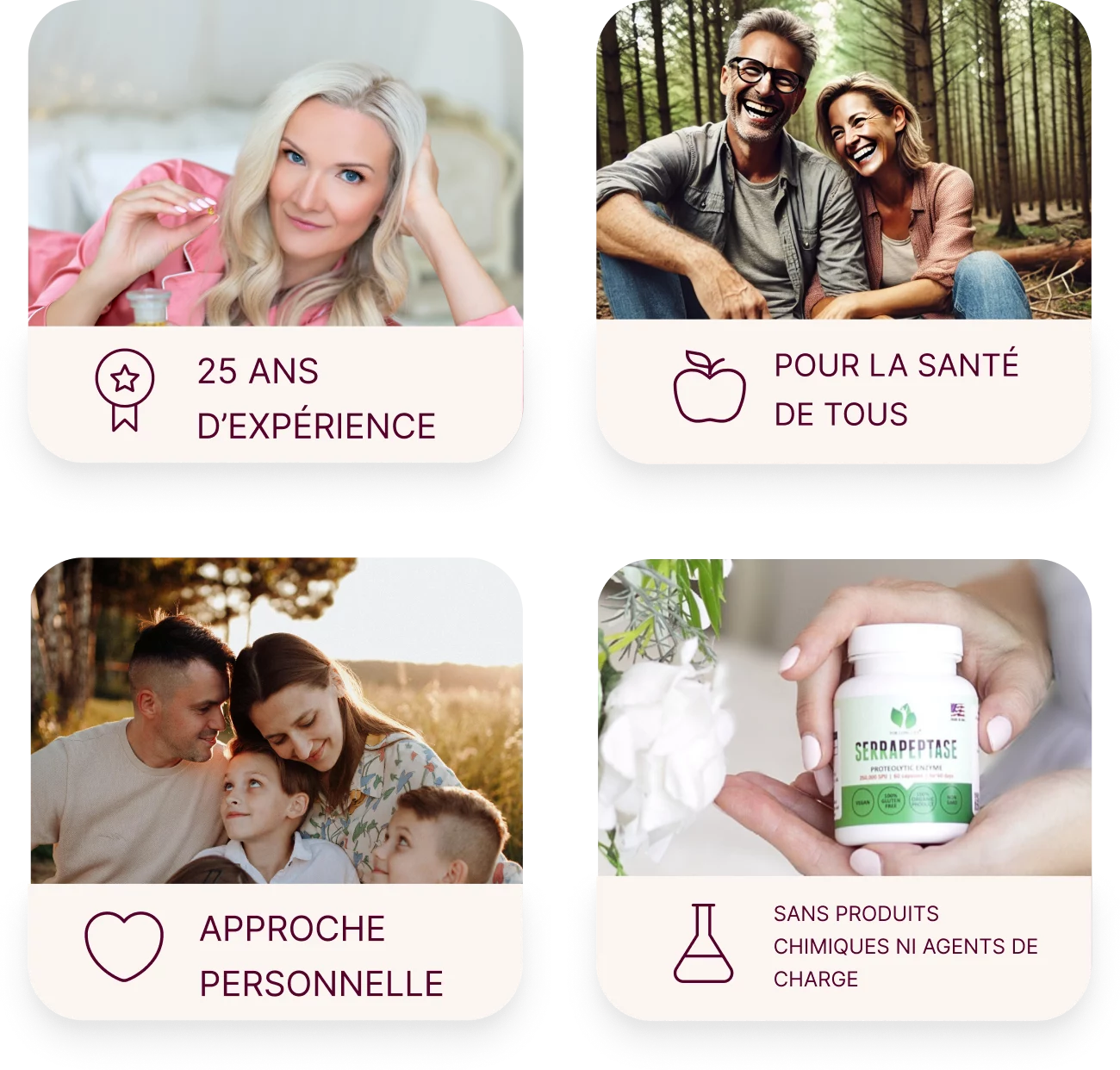 Un collage favorisant la santé : 25 ans d'expérience, pour la santé de tous, une approche personnalisée, sans produits chimiques ni charges.