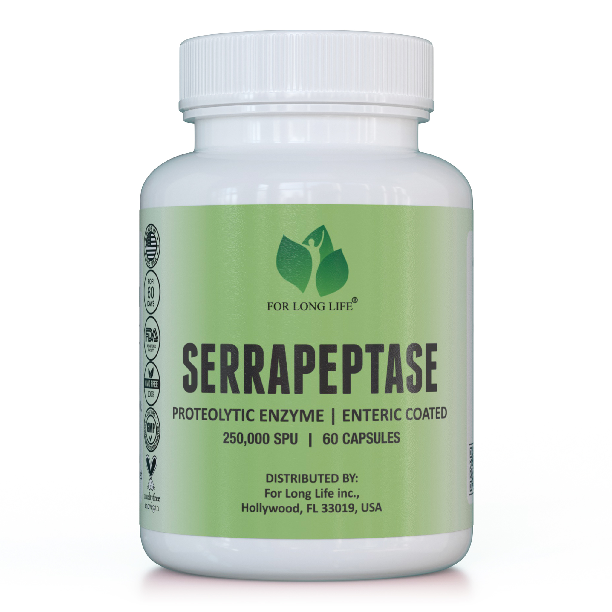 SERRAPEPTASE 250000 SPU (in 1 capsule) high efficiency without fillers 60 capsules 60 days 5 Serrapeptase_250000 SPU_ proteolytic_enzyme_ white_dose_on_white_background