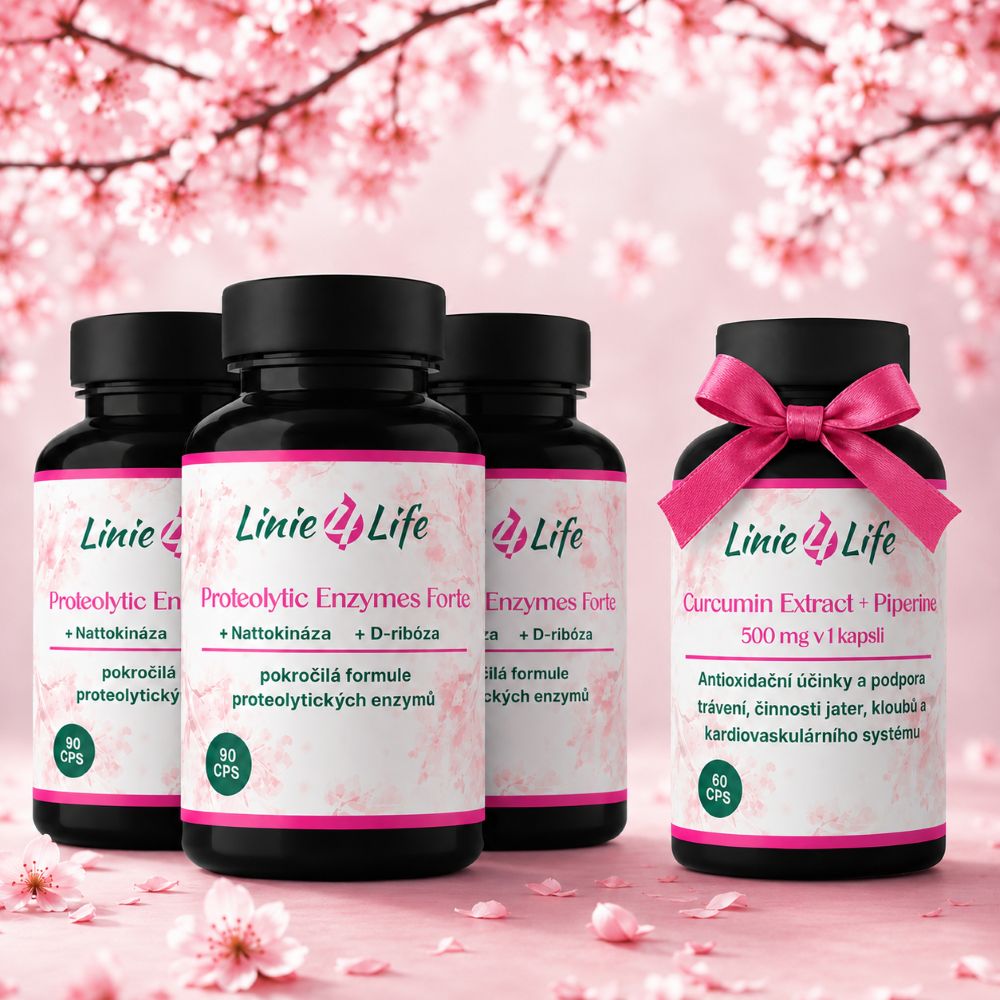 Paket 3x Proteolitični encimi Forte + brezplačni izvleček kurkumina + piperin